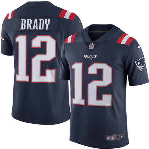 Youth Limited Tom Brady Nike Jersey Navy Blue - #12 Rush NFL New England Patriots